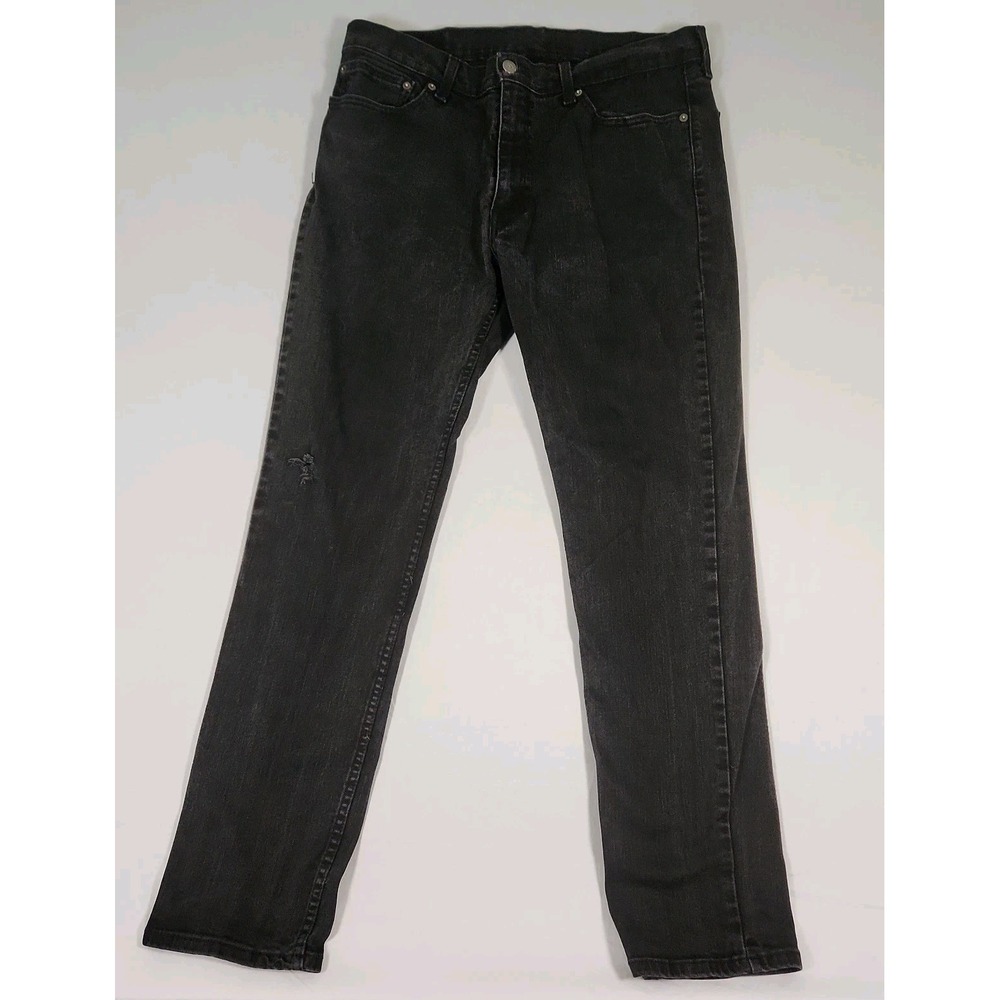 Levi's 511 Slim Jeans Mens 35x31 Black Stretch Flex Distressed